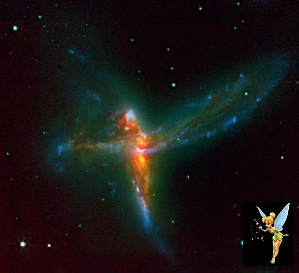 Merger of 3 galaxies: Tinker Bell