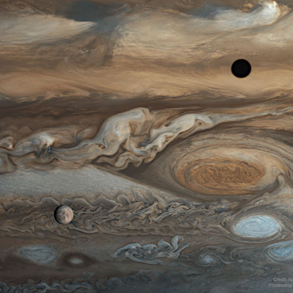 Europa y Júpiter desde Voyager 1