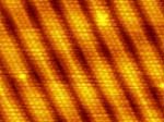 Imagem do átomo de ouro, microscópio de corrente de tunelamento