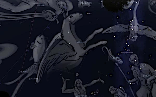 Céu de outubro para crianças, constelação Pegasus