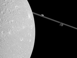 Dioné, Epiméthée et Prométhée vu par Cassini
