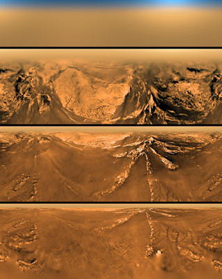 superficie de Titán, la luna de Saturno