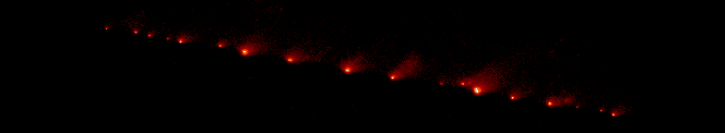 cometa Shoemaker-Levy 9 dividido pela força gravitacional de Júpiter